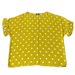 FGD Yellow Polka Dot Flowy Lightweight Blouse